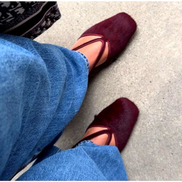 ZARA Double Strap Leather Ballet Flats NWT - Picture 4 of 16